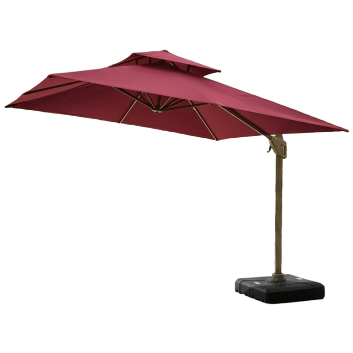 밀라노 3M 폴딩 사각 파라솔 150kg 받침대 포함 정원 카페 공원 커피숍 대형 특대형 인테리어 사각 야외, 버건디