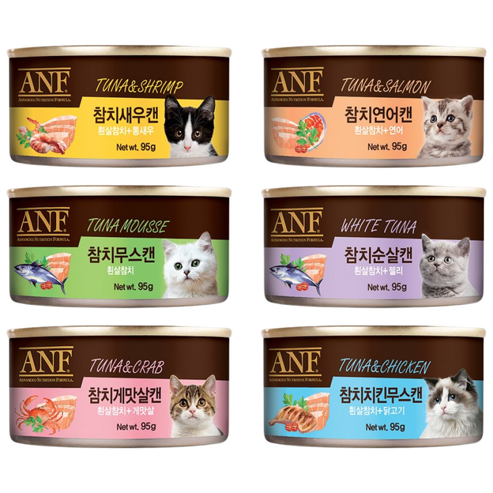ANF 고양이 캔 간식 Mix 버라이어티팩 총 24개 콤보 구성 / 참치 게맛살 무스 새우 순살 연어 가리비 치킨