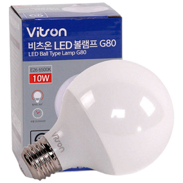비츠온 LED 미니 볼전구 G80 10W 세트, 전구색, 5개