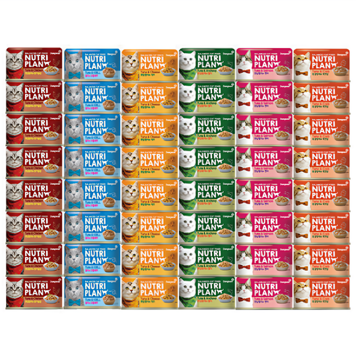 동원 뉴트리플랜 대용량 고양이캔 160g, 크릴새우치즈연어멸치닭가슴살게맛살, 160g, 48개