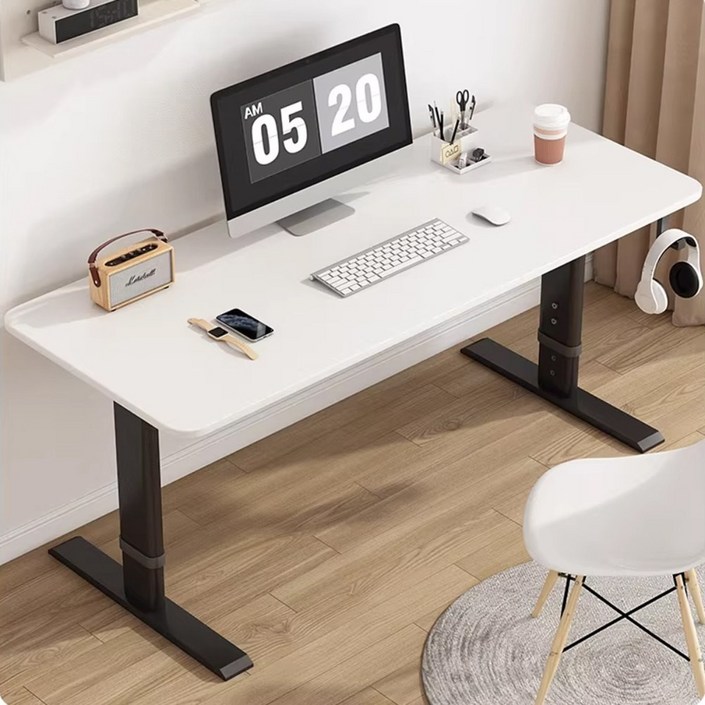 우브로 높이조절 2인용 책상 더블 2인 긴 대형 스탠딩 컴퓨터 데스크 1800 2000 2200, 화이트상판블랙다리