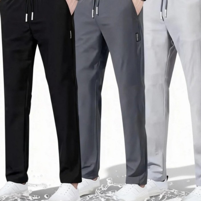1+1+1 여름철 남성 아이스 쿨 팬츠 신축성 땀 흡수 시원 통풍 여름바지 스판 밴딩 냉감 운동복 츄리닝 트레이닝 슬랙스 조거팬츠