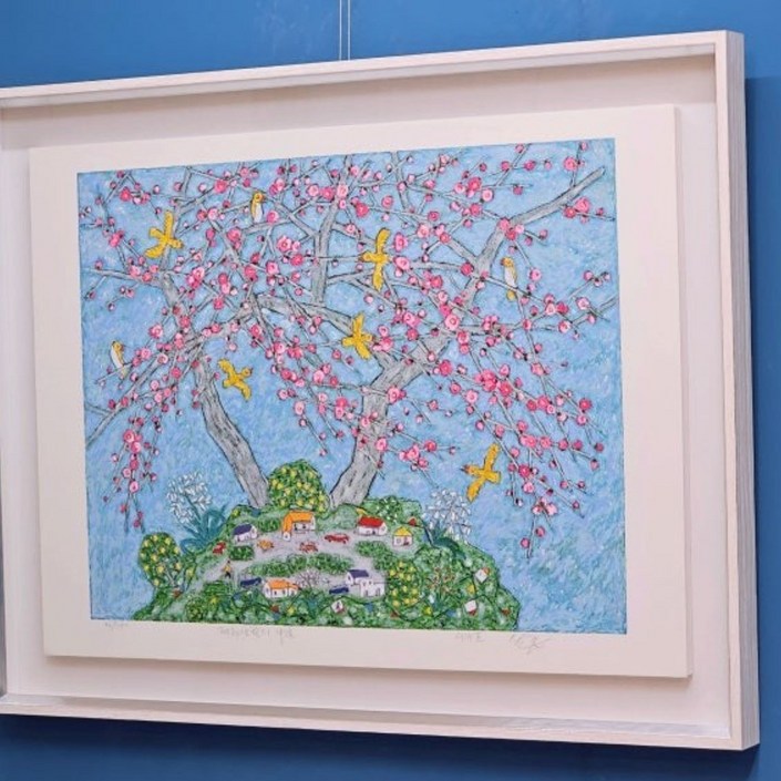 이왈종  제주생활의 중도 Blue Sky Village 원목 입체액자 거실그림