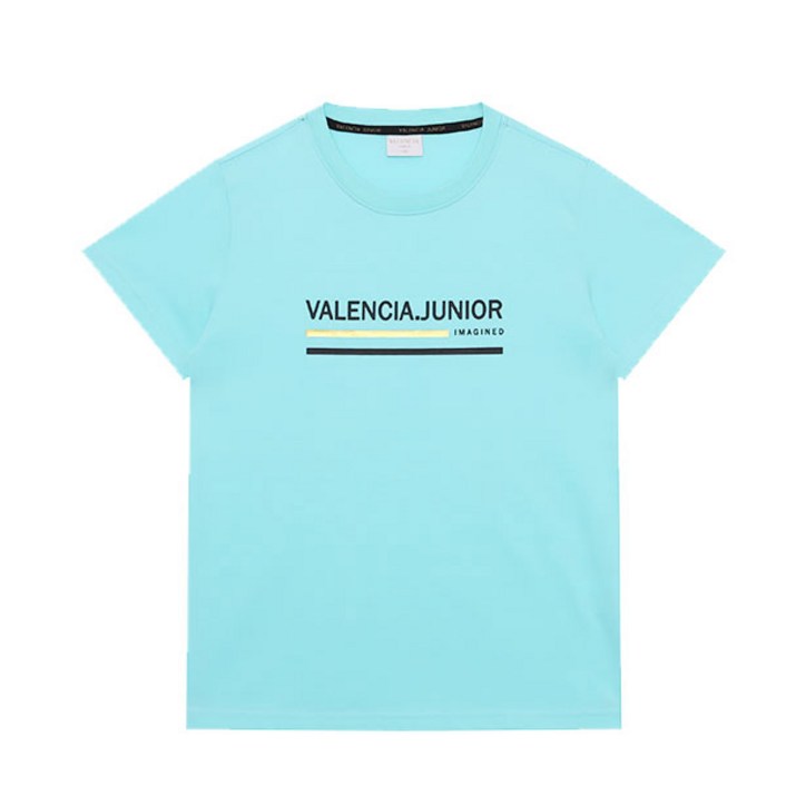발렌시아주니어 아동용 토니 메탈 로고 면 이중직 반팔티