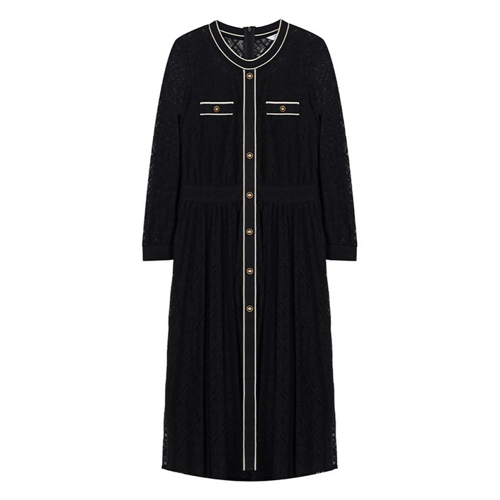 크로커다일 레이디 배색단 포인트 허리주름 보온 롱원피스 CLBWOP302