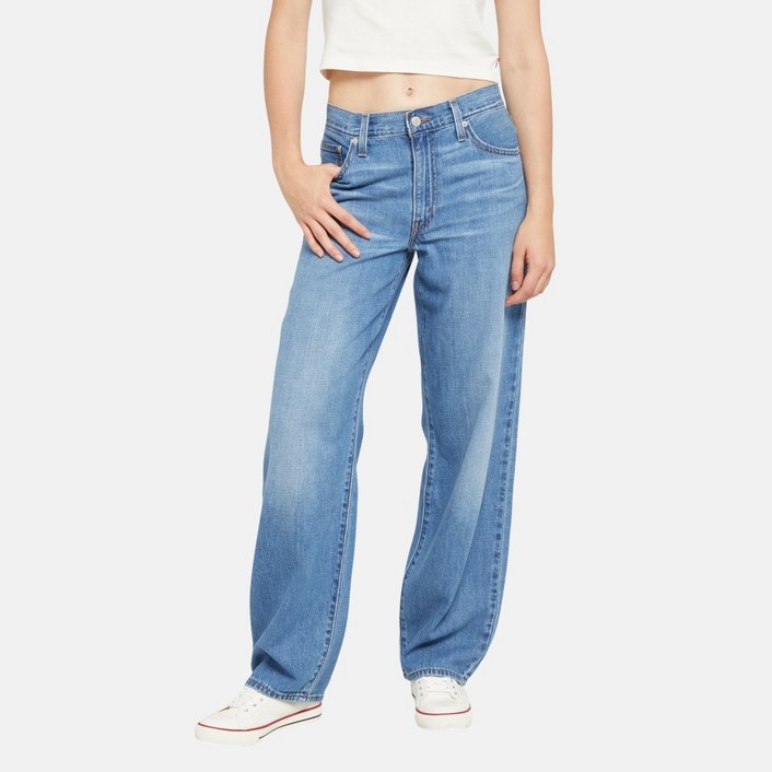 리바이스 여성용 배기 대드 헤비 체크 진 A3494-0057