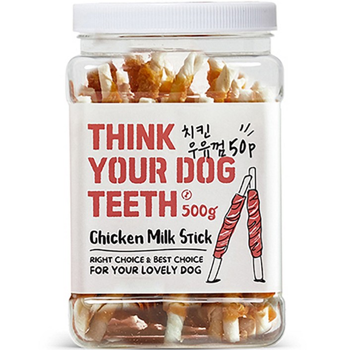 THINK YOUR DOG TEETH 우유껌 스틱 건조간식 42p 500g, 치킨맛, 1개