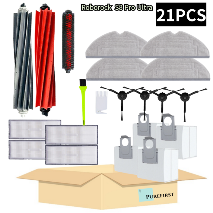 퓨어퍼스트 로보락 S8 Pro Ultra 소모품 브러시 필터 호환 먼지봉투 기프트팩, 1개, 6개월풀패키지21pcs