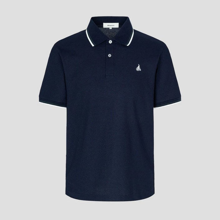 빈폴 BEANPOLE 25SSBC5442C18R 허니쿨 티핑 칼라넥 티셔츠 - 네이비 452830