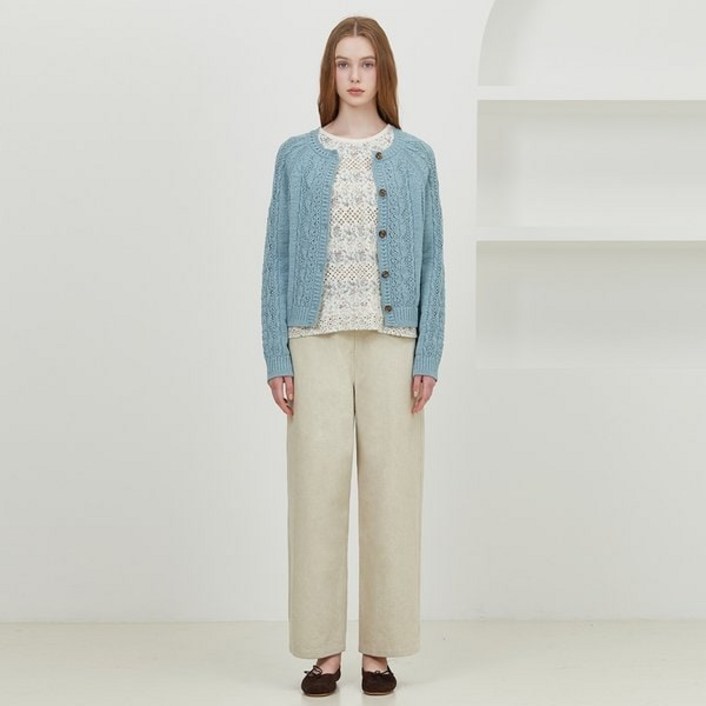 [백화점매장출고] 써스데이아일랜드 크로쉐 라운드넥 가디건 (T252MCD142W)