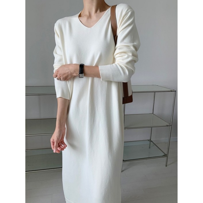 베이직 브이넥 니트원피스2color