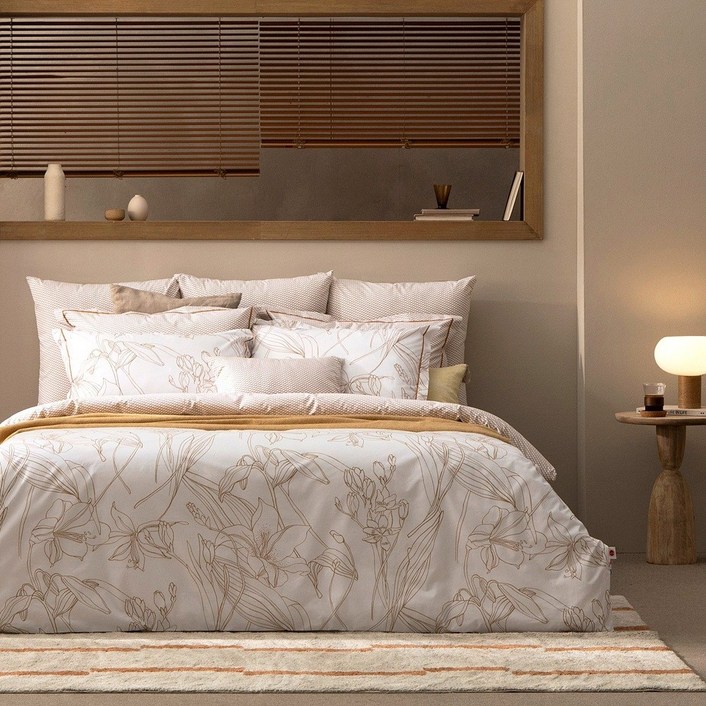 [전고객이불솜] 블랑데보쥬 프랑스직수입 퍼케일면 호텔식 침구 풀세트 (카라멜블라썸) 이불커버+매트리스커버+베개커버