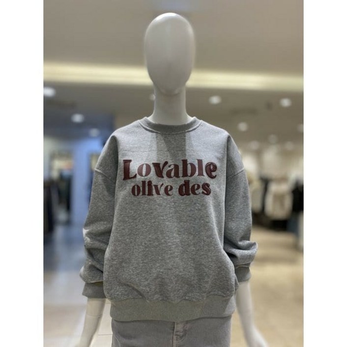 올리브데올리브 올리브데올리브  배색레터링맨투맨티셔츠 YW5SE750 (P003521254)