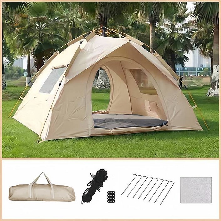 캠핑텐트3~4인용문 빠른 설치 원터치캠핑텐트 방습 매트+수납팩 증정