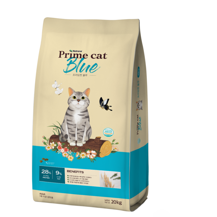 뉴트리나 프라임캣 블루 20kg 고양이사료 대용량 대포장 길냥이밥 길고양이 전연령, 1개, 닭