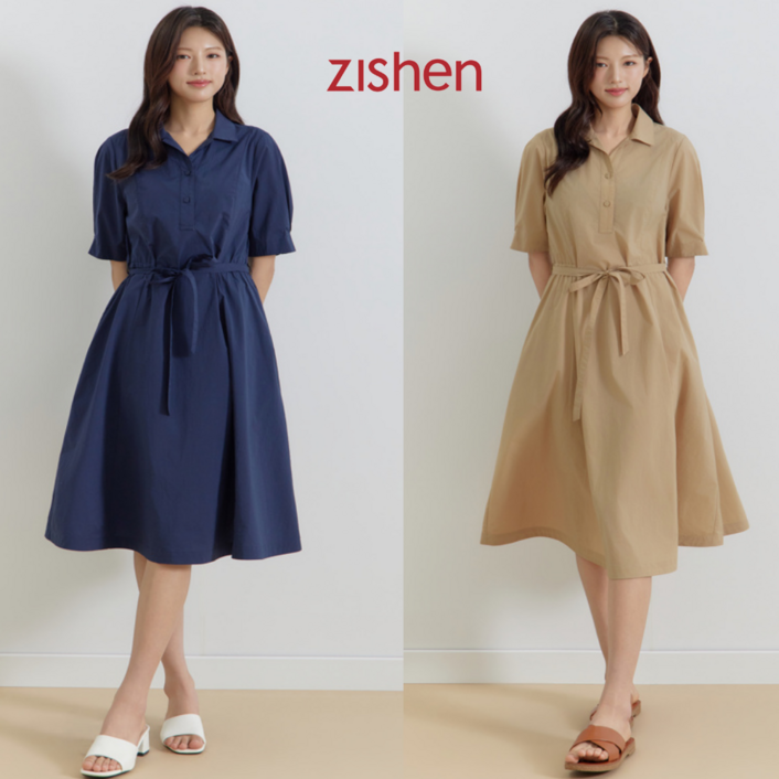 [지센창원] 스판 스탠카라 반오픈 원피스 LNOPQ421