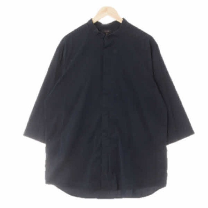 1872 COS네이비 면혼방 노카라루즈핏7부블라우스 185116a