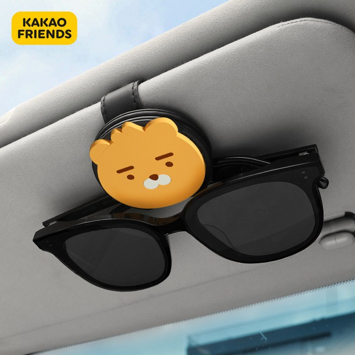 카카오프렌즈 차량용 가죽 선바이저 안경 선글라스 다용도 클립 차량용품