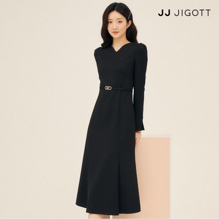 JJ지고트    롤업 퍼프 슬리브 플레어 원피스 GP2A0OP221
