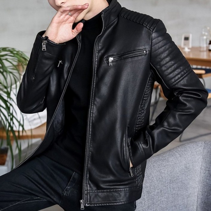 유블리 남성 캐쥬어 라이더 가죽 자켓  세인트