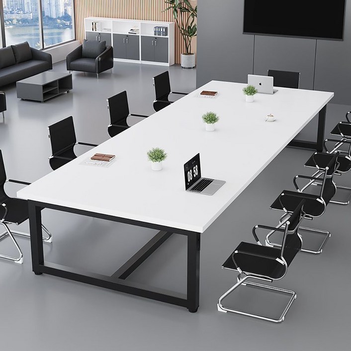 사무실 회의실 사각 회의 테이블 상담 세미나 연수용 책상, 화이트 상판블랙 다리