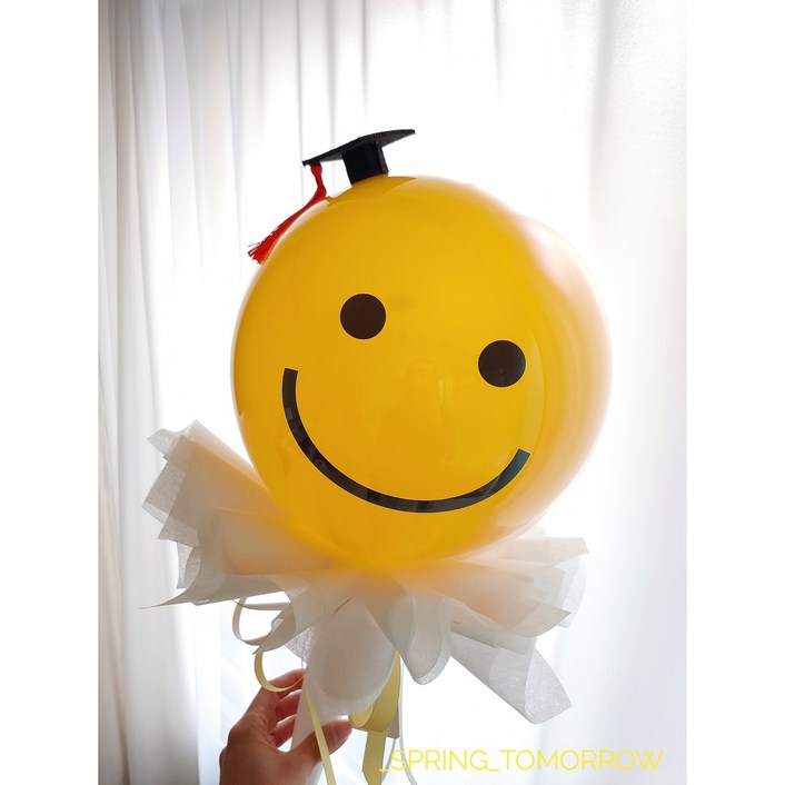 내일도 봄 졸업식 귀여운 스마일 레터링 풍선 어린이집 유치원 졸업선물 졸업기념촬영 학사모