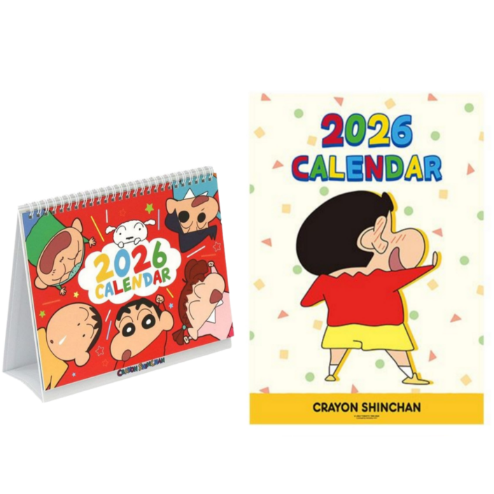 짱구는 못말려 2026년 벽걸이 데스크 캘린더 2종세트 크레용 신짱 캐릭터달력