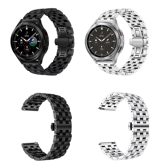 SMR850R855R840R845 갤럭시워치3 41 45MM 고급 클래식 메탈 시계줄 스트랩 밴드, 실버, 1개