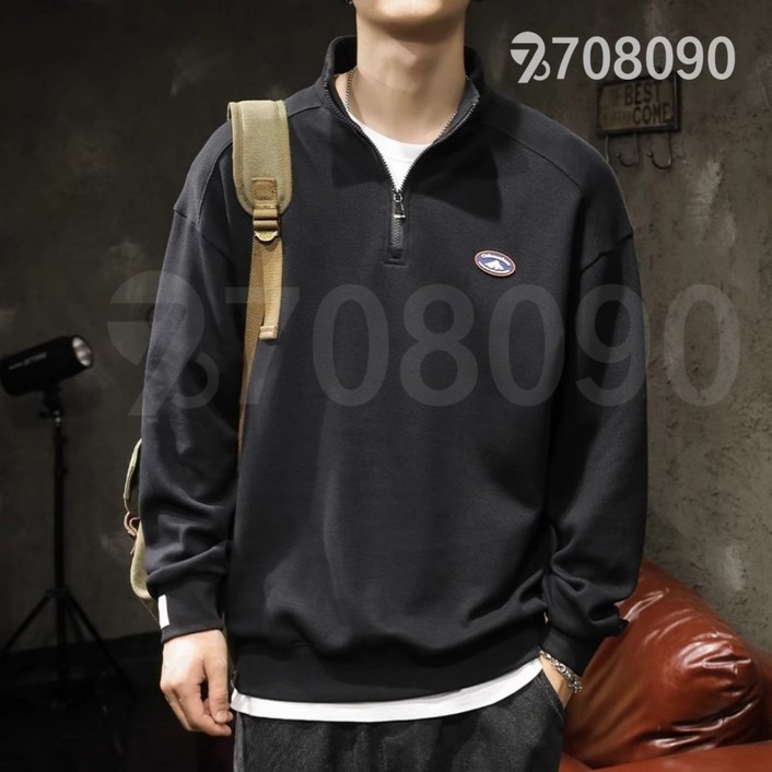 708090 봄 가을 루즈핏 반집업 터틀넥 맨투맨