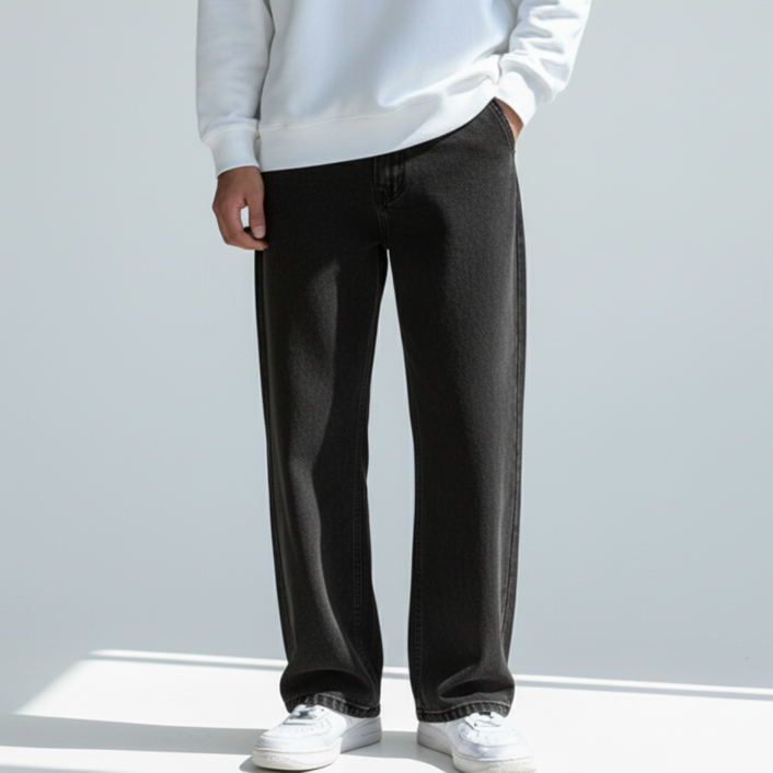 언더프 남자 세미 와이드 밴딩 청바지