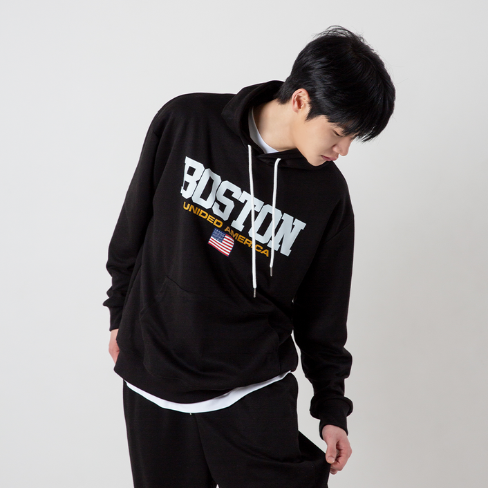 보스턴 후드티 티셔츠 색상 4종 캐주얼 오버핏 루즈핏 프린팅 빈티지 데일리 편한 커플티 남자 여자 남녀공용