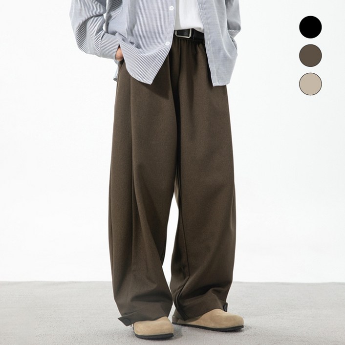 HANYO 남성 데일리 핀턱 벌룬 와이드 팬츠 슬랙스