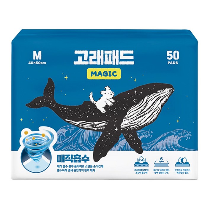 핏펫 강아지 1초 무한흡수 고래패드 매직, 50개입, 4개