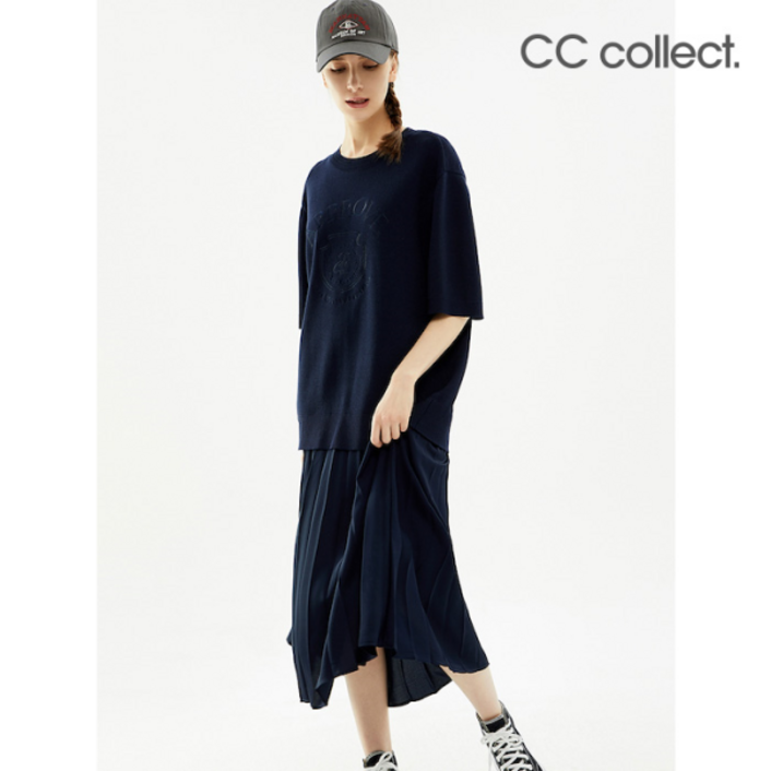 [CC콜렉트] 플리츠 블록 니트 원피스 NYC223PSE031 380263