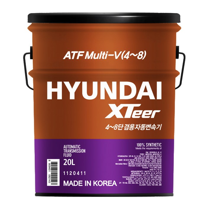 현대 엑스티어 xteer atf multiv48 48단 자동 미션 오일 20L, 1개