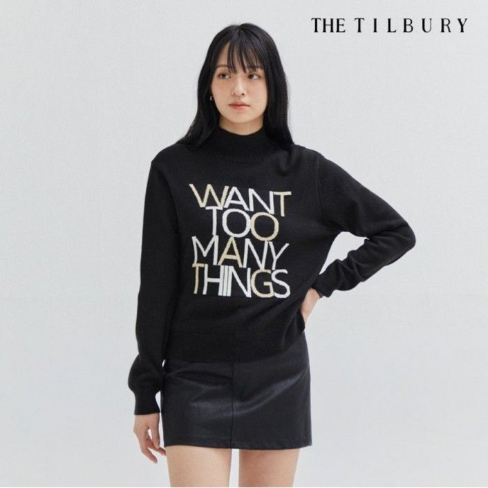 더틸버리 글리터 레터링 하프넥 풀오버 니트 TR1N1PO01W 981569