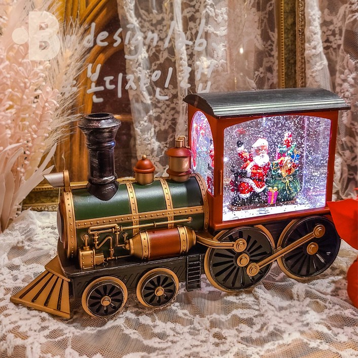 본디자인랩 크리스마스 오르골 산타 기차 워터볼 무드등 - 투데이밈