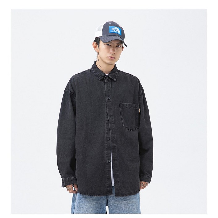 유루 남녀공용 클래식 데님 셔츠  J3592