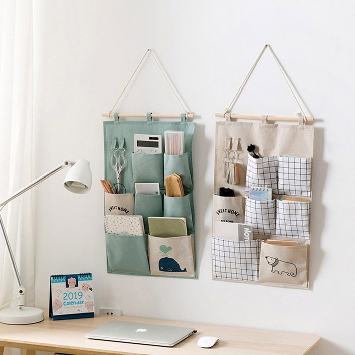 데일리공감 패브릭 벽걸이 수납포켓 소품수납함 빈티지포켓 소품정리함