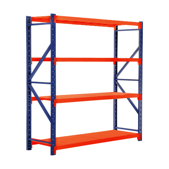 와우랙 철제선반 조립식 경량랙 창고 메탈 앵글 2m x 60cm x 2m 200kg, 4단, 오렌지블루