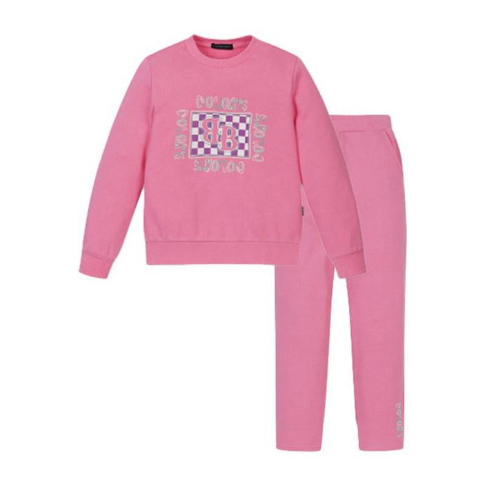 베네통 키즈 베네통키즈 박스로고 트레이닝 상하세트 핑크