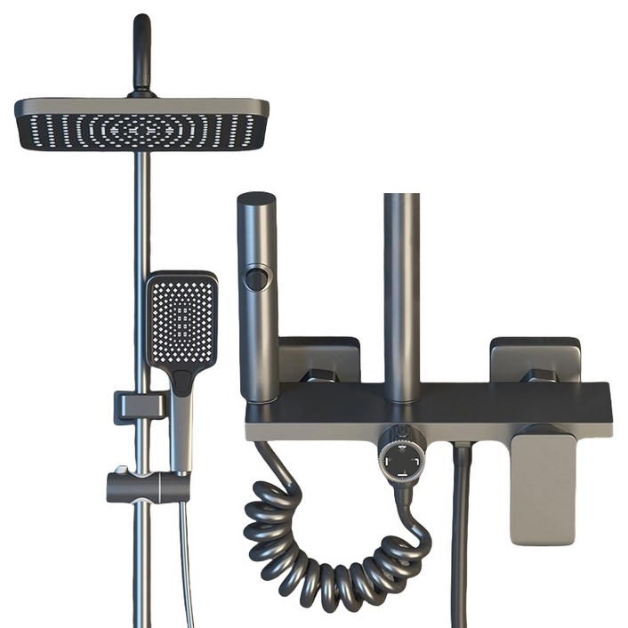 욕실 해바라기 샤워기 세트 4단 조절 해바라기수전 샤워기세트 가능 수납 가능한 선반 샤워기 욕실 샤워 수전 레인샤워