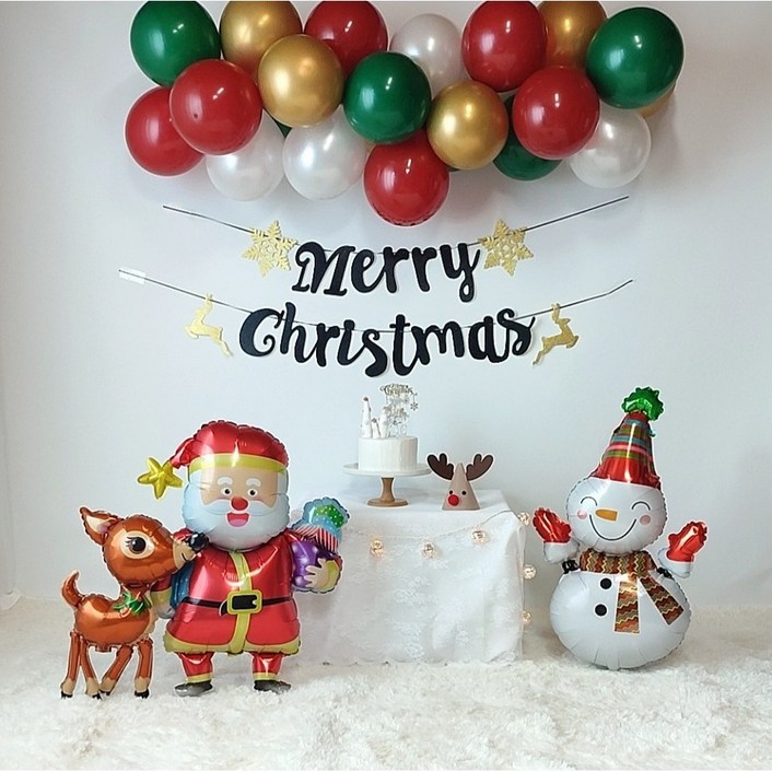 파티아일랜드 크리스마스 벌룬 클라우드 풍선 가랜드 패키지 생일파티용품 생일 축하 HBD, 산타 벌룬클라우드 가랜드세트