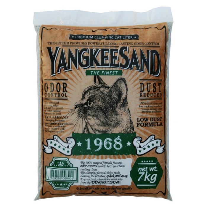 양키샌드 1968 허브 고양이모래 7kg x 2개 탈취력강화 먼지없는 벤토나이트 배변모래