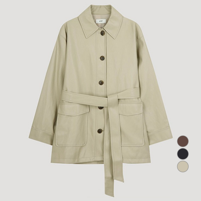 리스트 여성용 벨티드 레더 트렌치 맥코트 TWWBYO70010