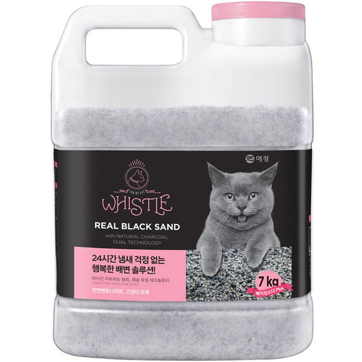 고양이모래추천 휘슬 애견 리얼블랙 고양이 모래 용기, 7kg, 1개