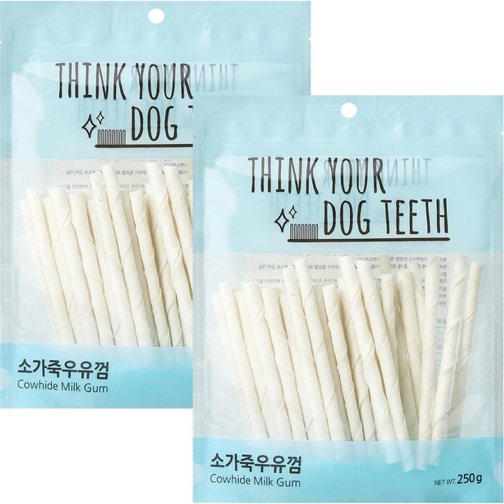 강아지 Think your dog teeth 스틱 소가죽우유껌 250g 44p, 우유맛, 2개
