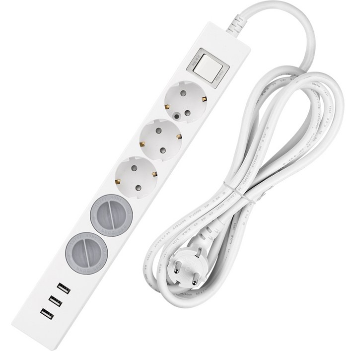 스윗홈 과부하차단 USB 3포트 5구 멀티탭 안전커버 2p 세트, 3m, 1세트