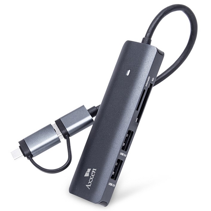 액센 MH21 5포트 USB 3.0 C타입 USBA 타입 듀얼 커넥터 멀티허브 MH21, 그레이