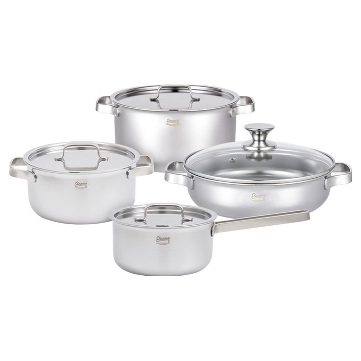 스테니 인덕션 무연마제 통5중 스테인리스 냄비세트 4개, 편수 16cm  양수 20cm  전골 24cm  곰솥 24cm, 1개